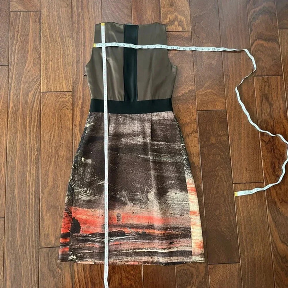 Alberta Ferretti | Silk Taffeta Cocktail Dress - Black & Red & Tan / Sz 6 - Picture 15 of 15